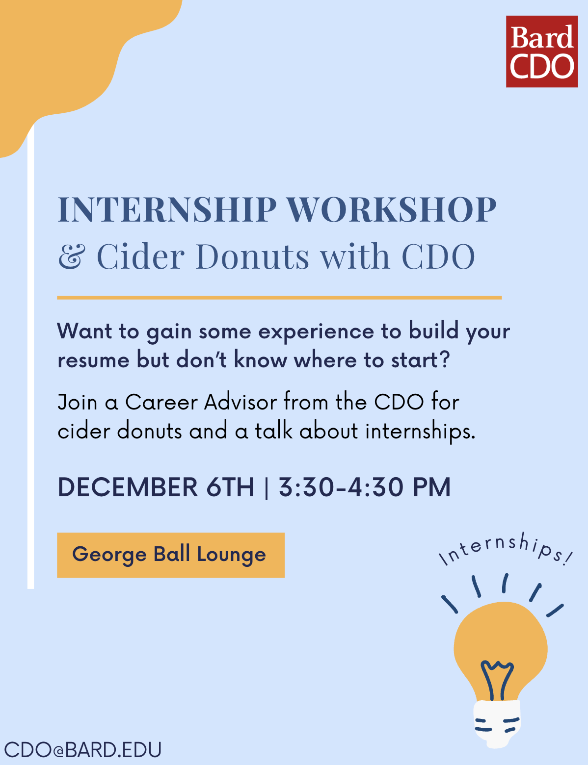 Internship Workshop &amp; Cider Donuts with CDO