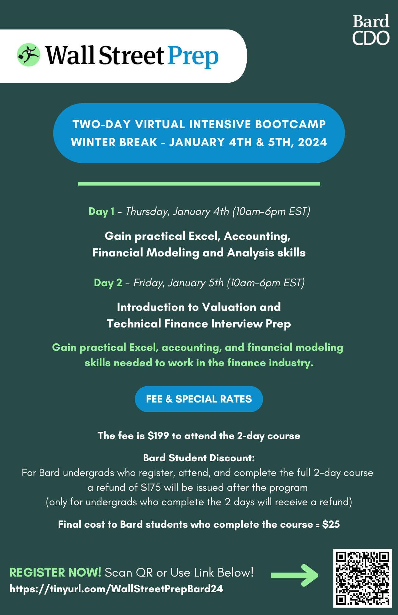 Sign Up for Wall Street Prep - Two-day Boot Camp Intensive - Over Winter Break!