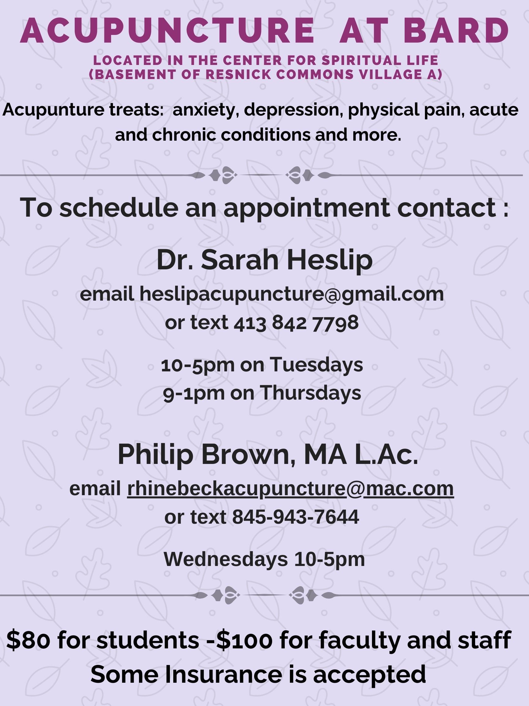 Acupuncture at Bard&nbsp;