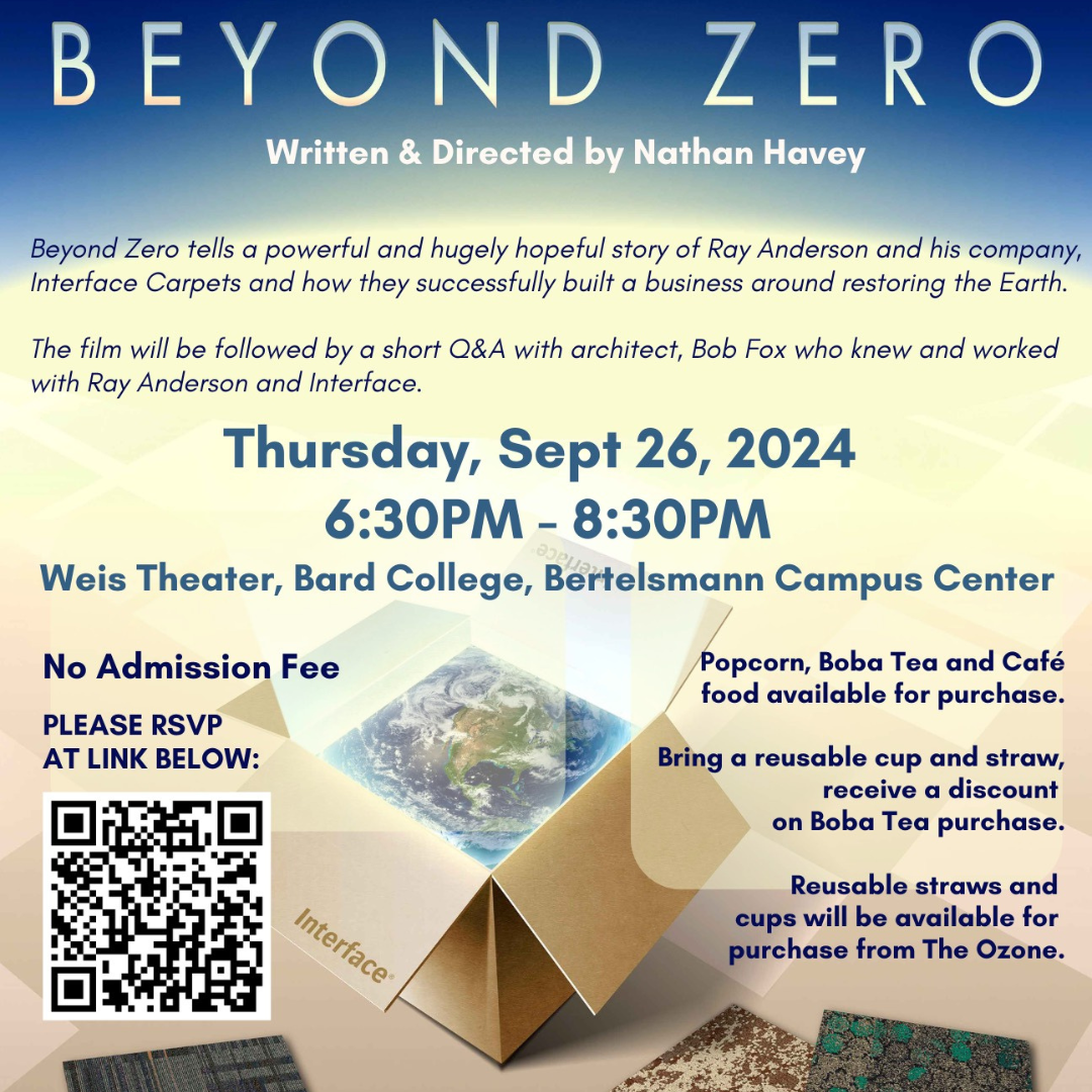 A poster that details the description of the event.; "Beyond Zero" Screening