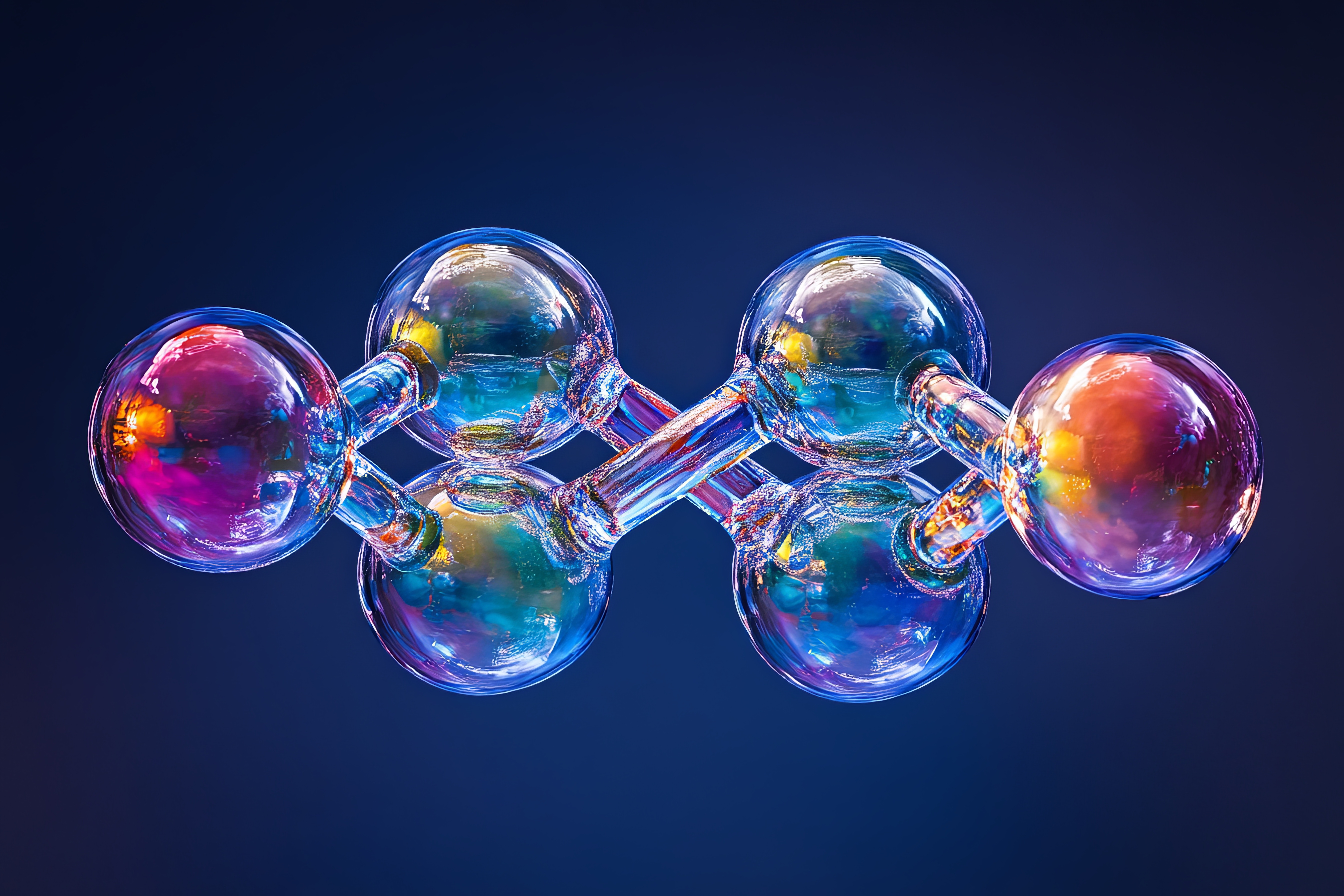 A abstract image of molecules in a circle.; A Lecture on The Chemical Origins of Life: Physical and Chemical Models for the Emergence of Biological Homochirality