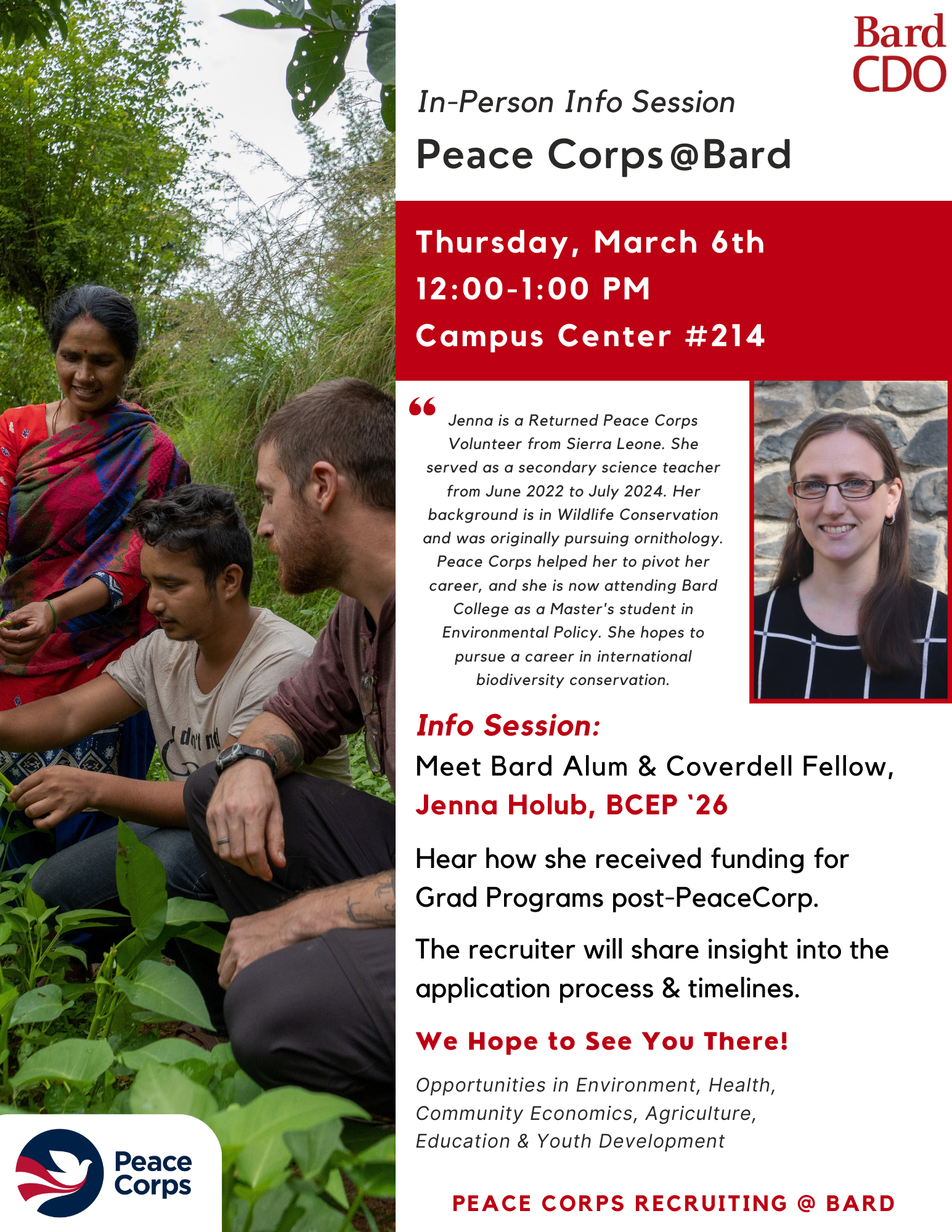 Peace Corps Info Session with&nbsp;Jenna Holub, BCEP &rsquo;26