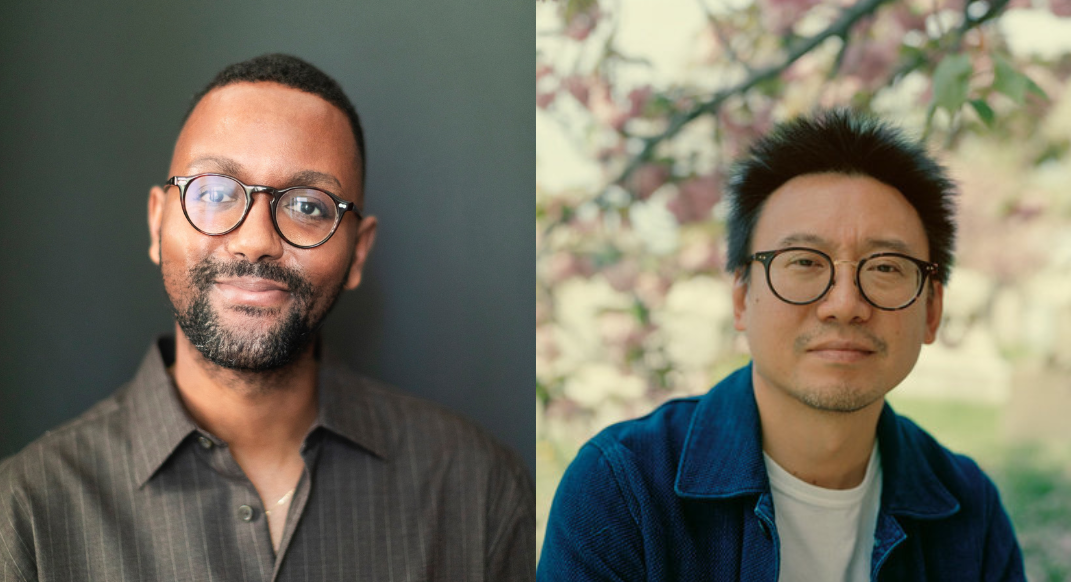 Two people with glasses wearing professional clothing smile at the camera.; Writing the Present: A Conversation Between&nbsp;Editor and Writer