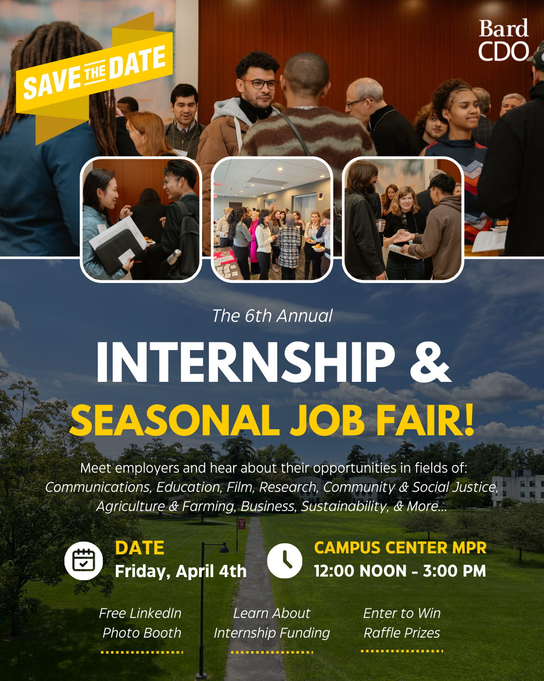 Internship and seasonal job fair, April 4.; Sixth Annual Internship and Seasonal Job Fair&nbsp;