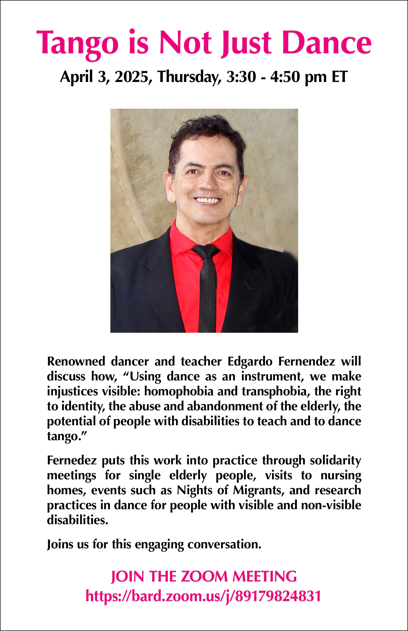 Visit https://bard.zoom.us/j/83609065840