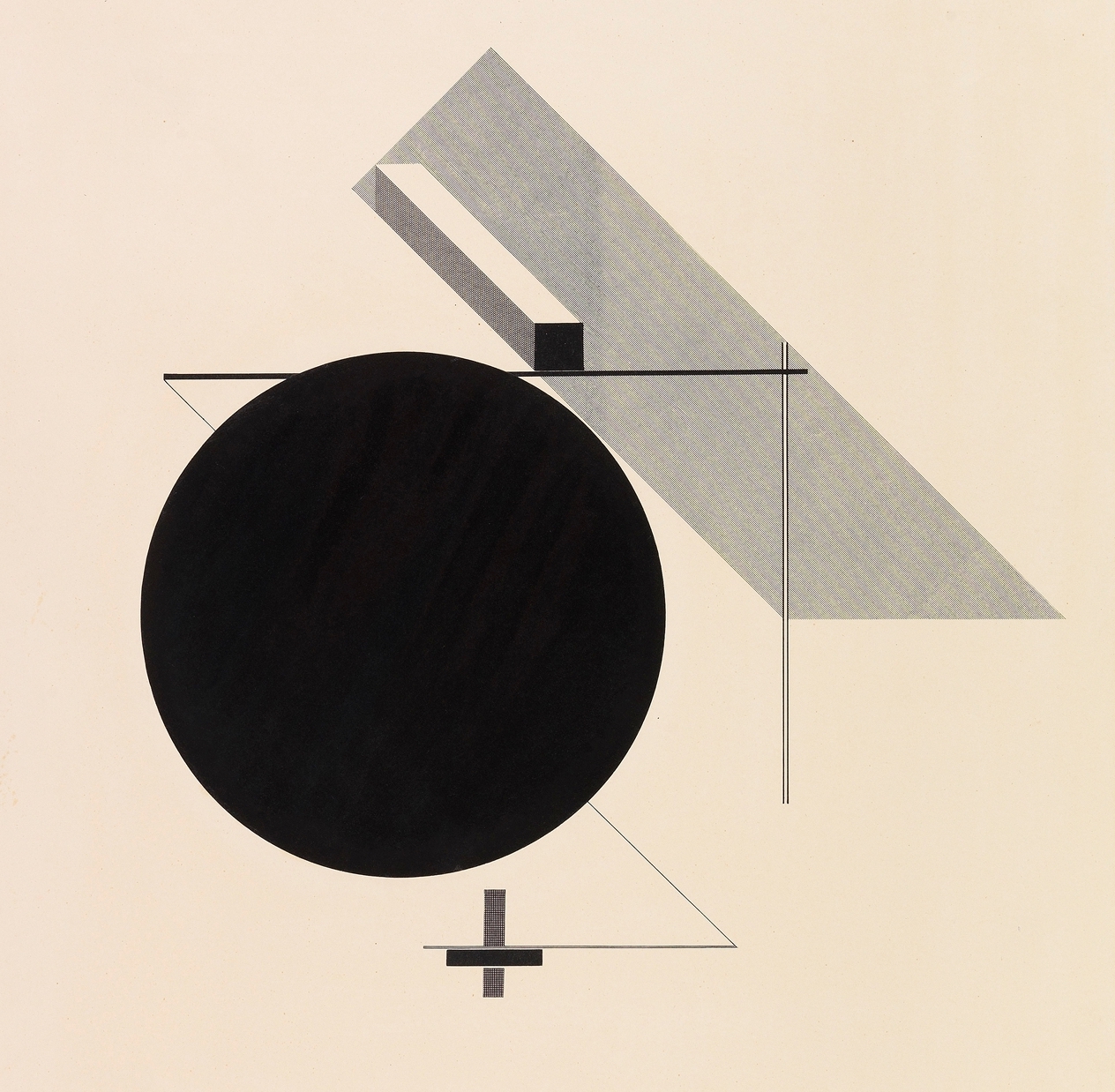 An abstract painting of a circle and lines.; Music Alive! Composer Showcase