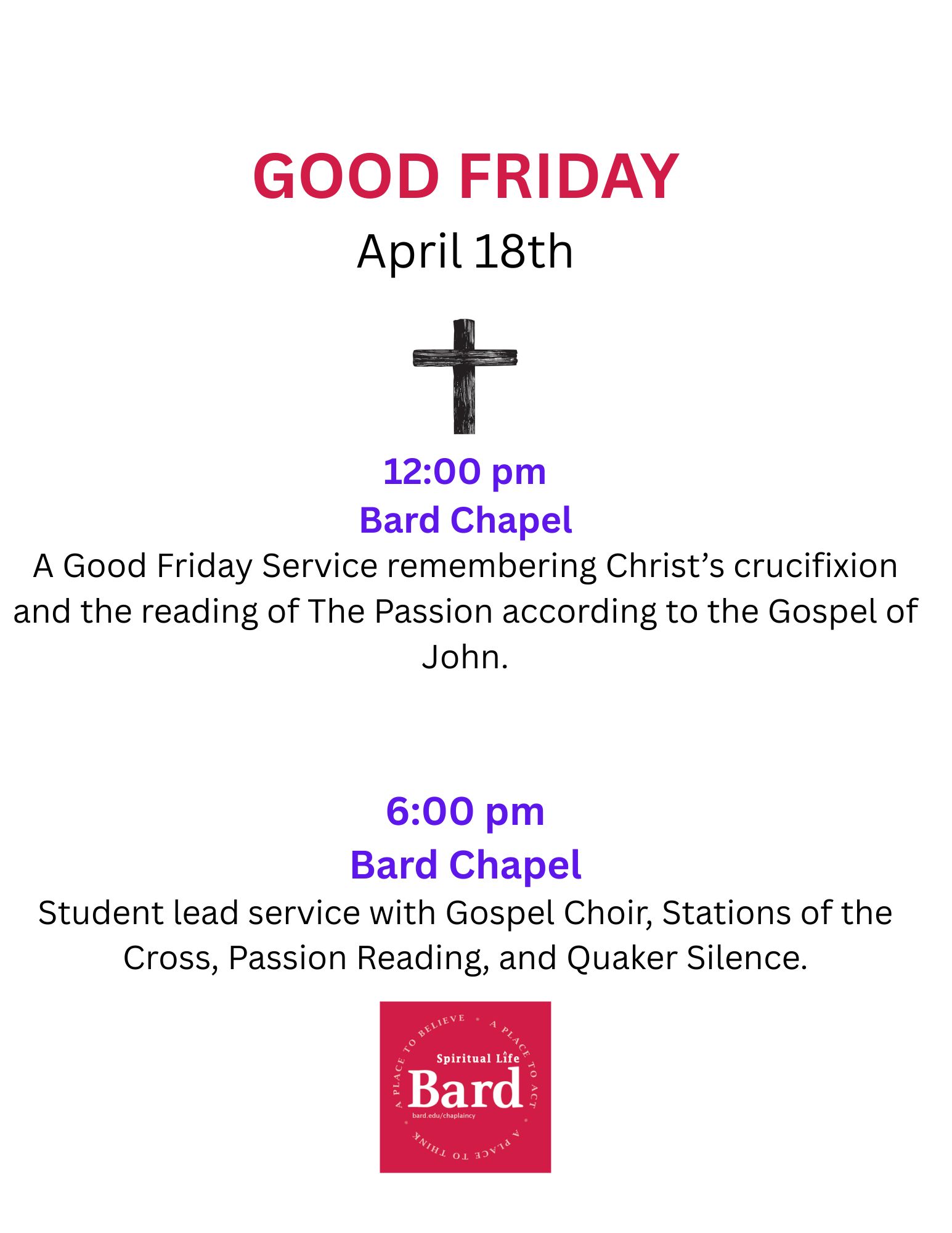 Good Friday service.; Good Friday Service