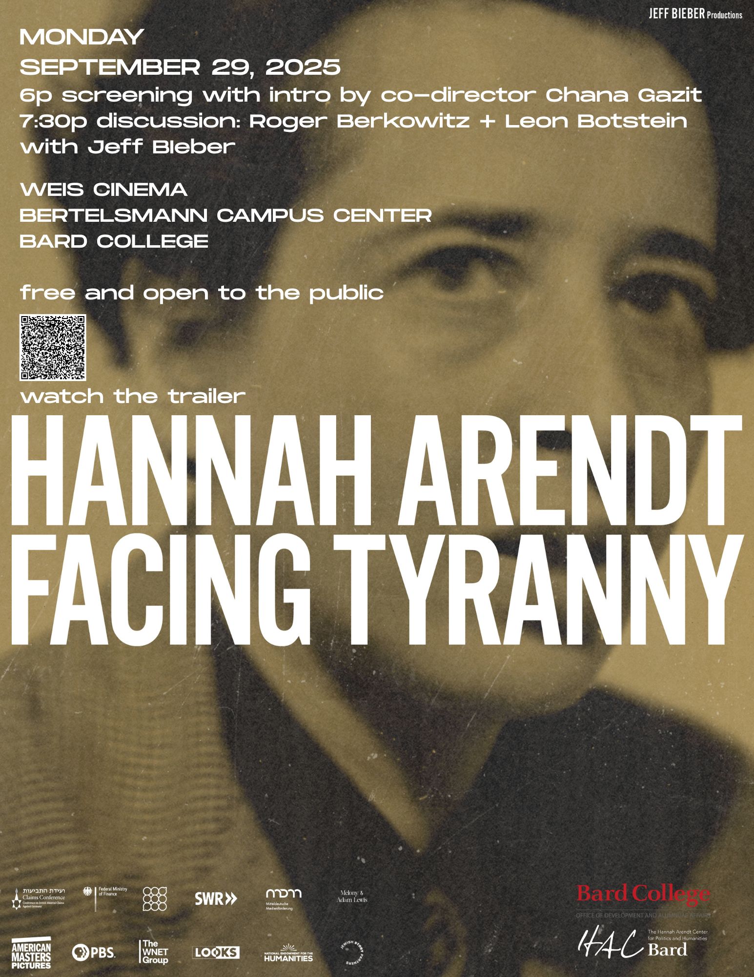 Hannah Arendt Facing Tyranny Screening and Discussion