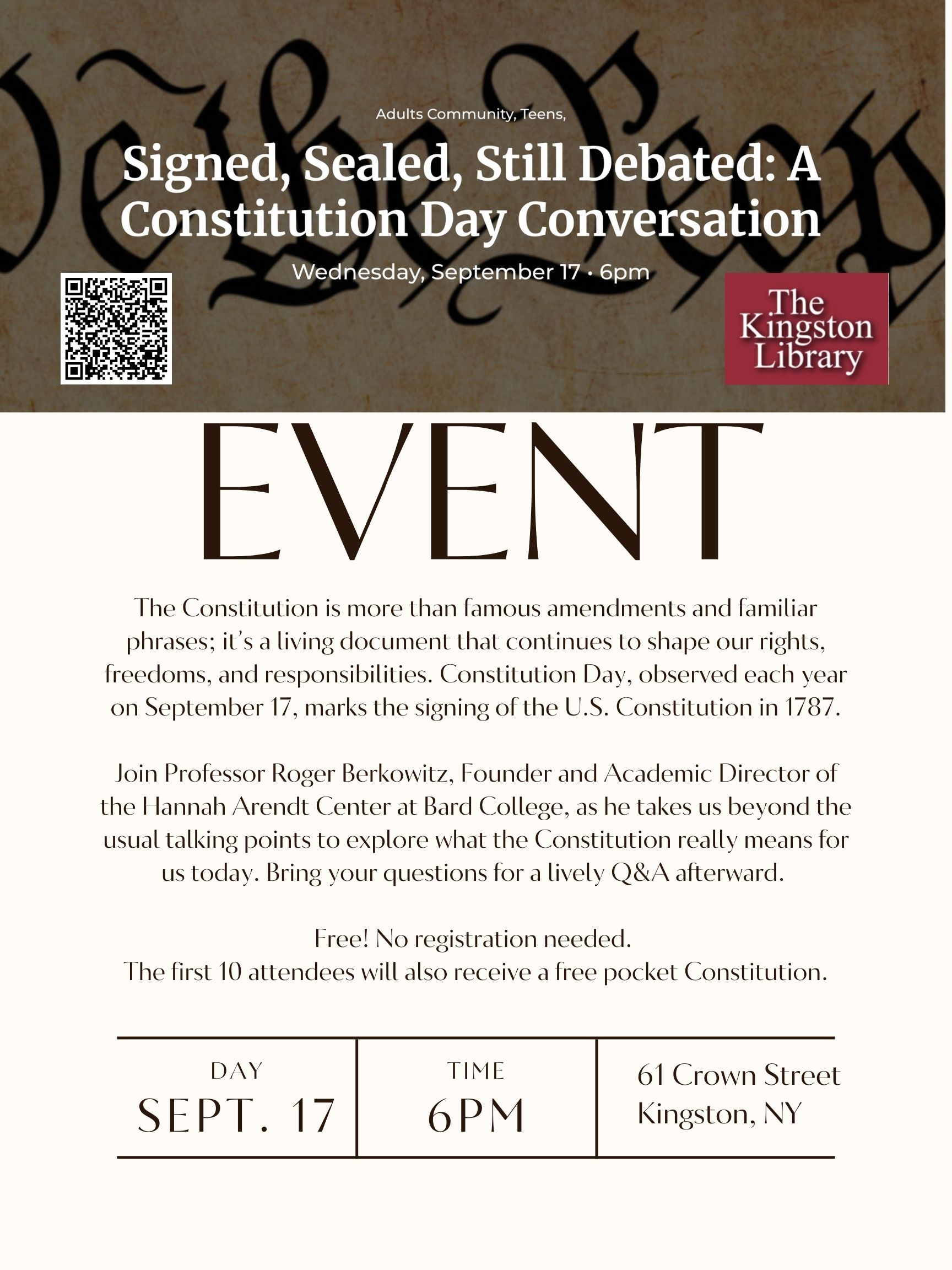 Signed, Sealed, Still Debated: A Constitution Day Conversation