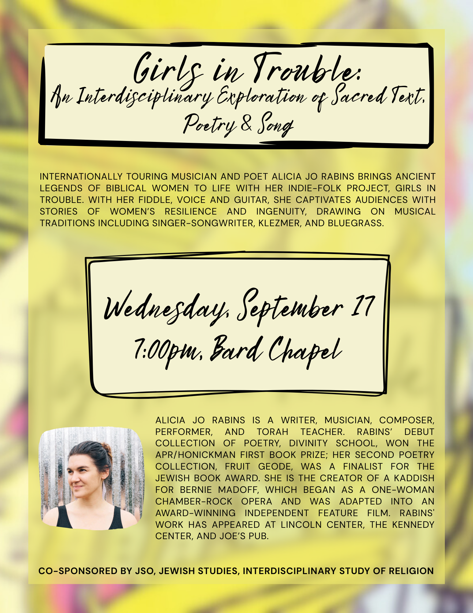 Girls in Trouble poster.; Girls in Trouble: An Interdisciplinary Exploration of Sacred Text, Poetry and Song