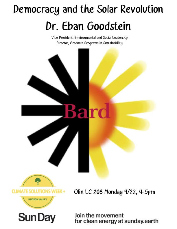 A sun icon half obscured by darkness.; Democracy and the Solar Revolution