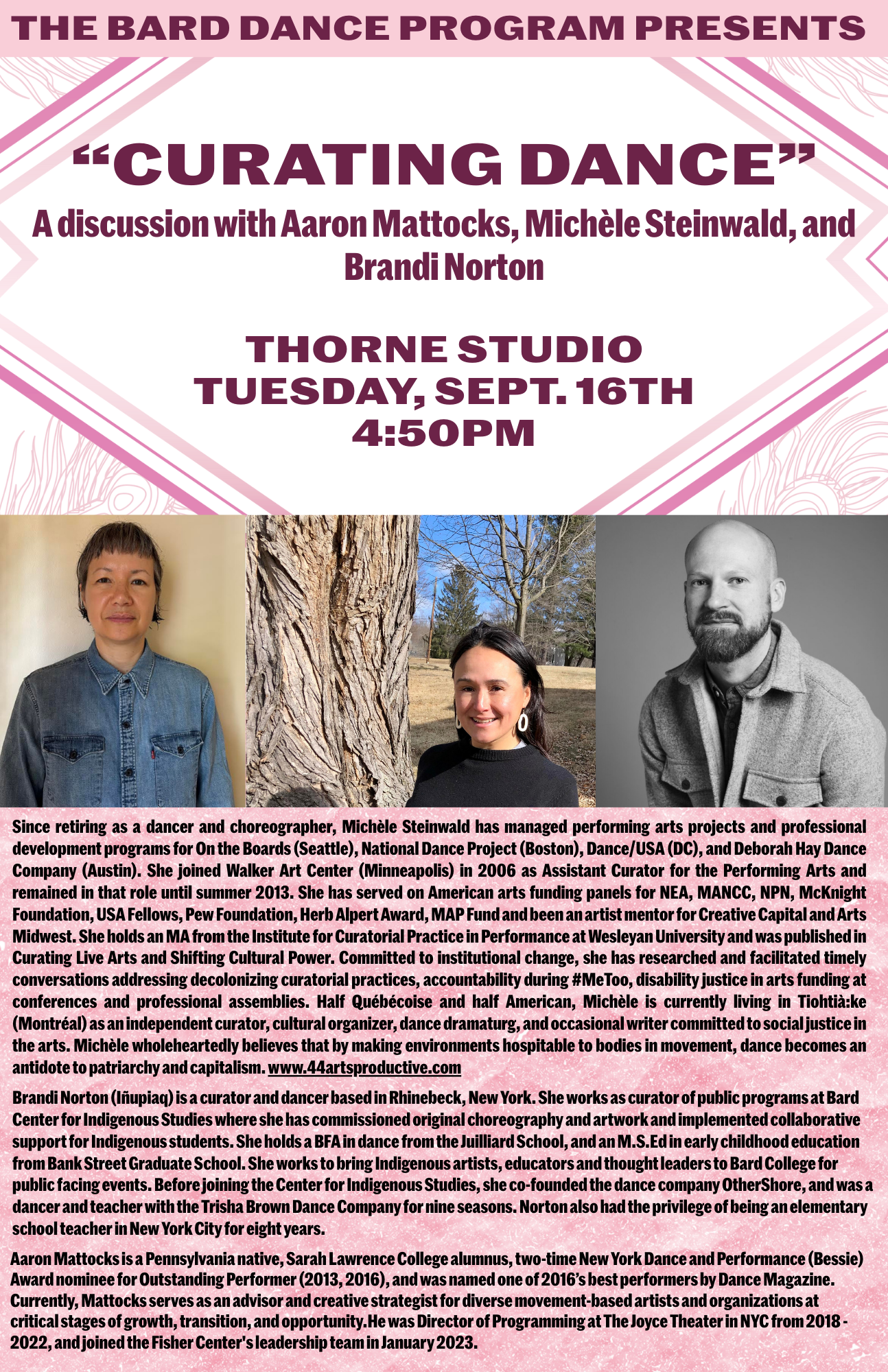 Curating dance event poster.; The Bard Dance Program Presents: Curating Dance