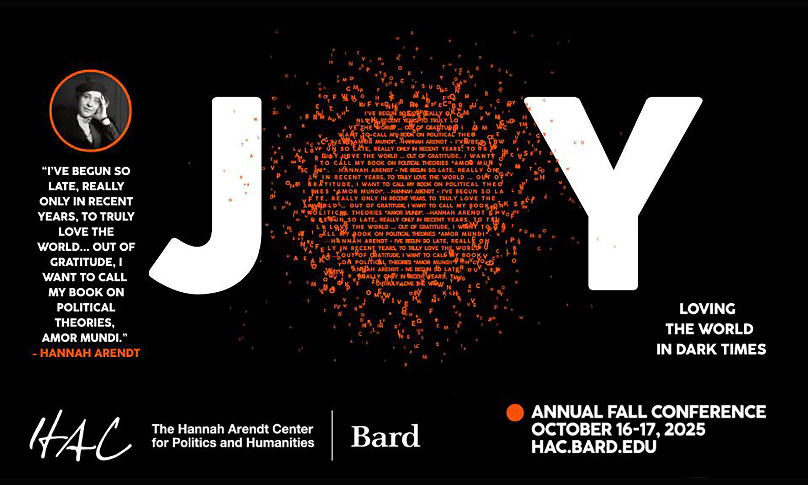An ad for the JOY conference.; Visit https://hac.bard.edu/joy-2025
