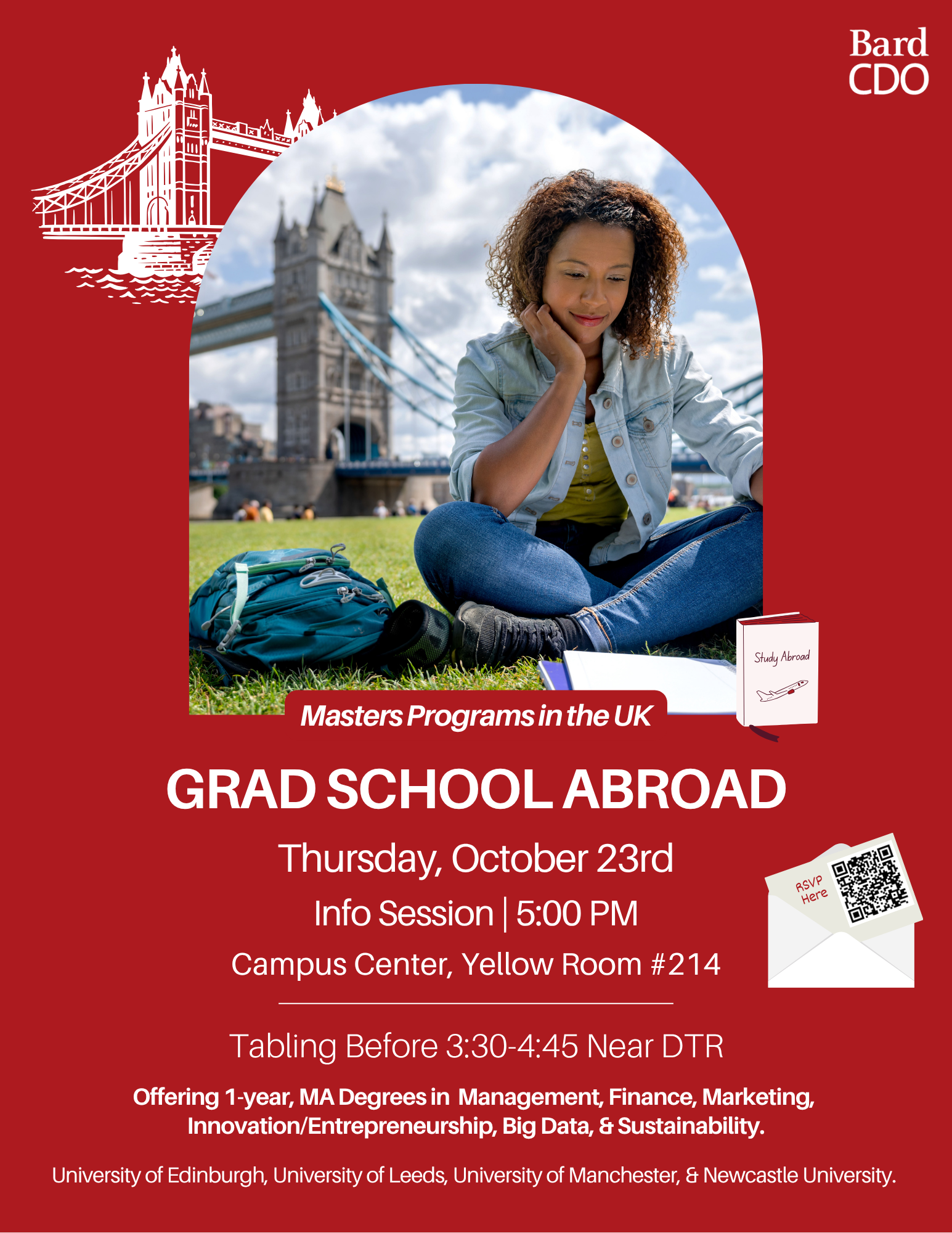 Poster for Grad School Abroad.; Graduate School Overseas: Learn about Master&rsquo;s Programs in the UK