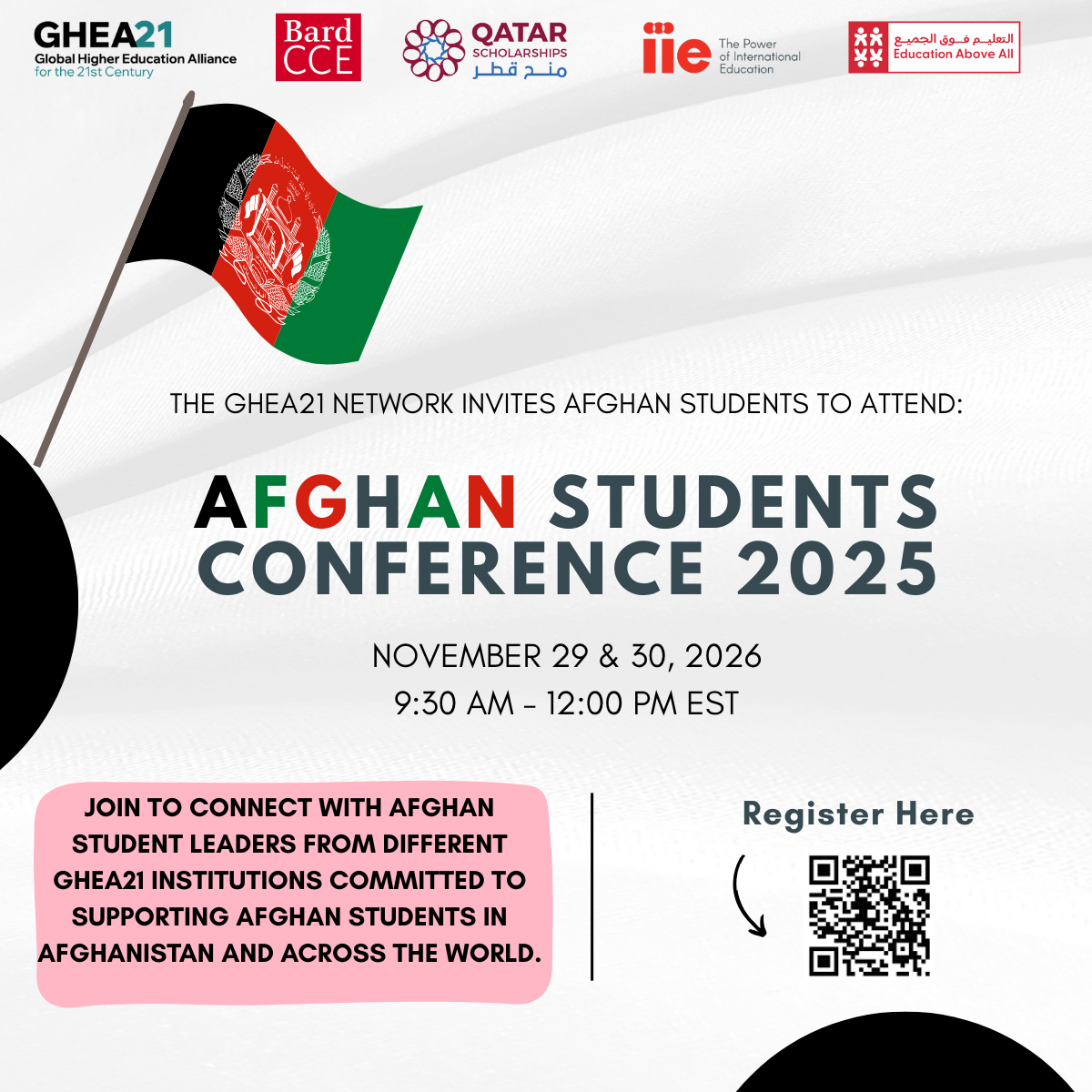 Poster for the Afghan Student Conference on November 29-30; The Afghan Students Conference
