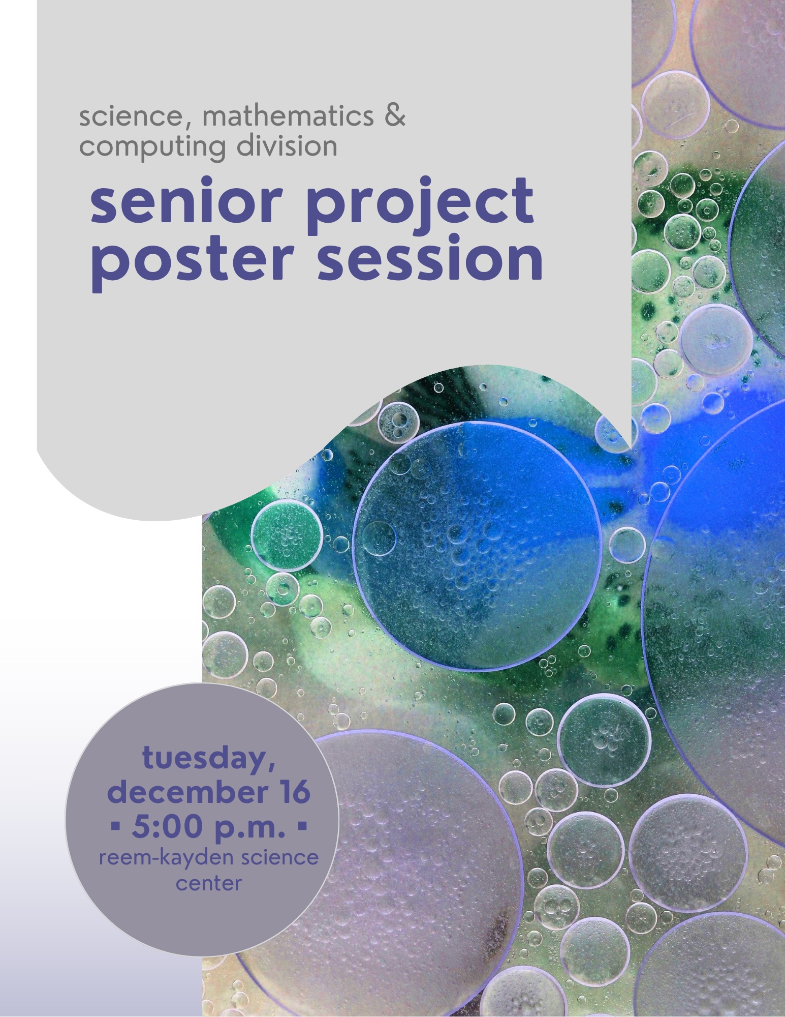 A group of graduating students throwing their caps into the air.; Senior Project Poster Session&nbsp;