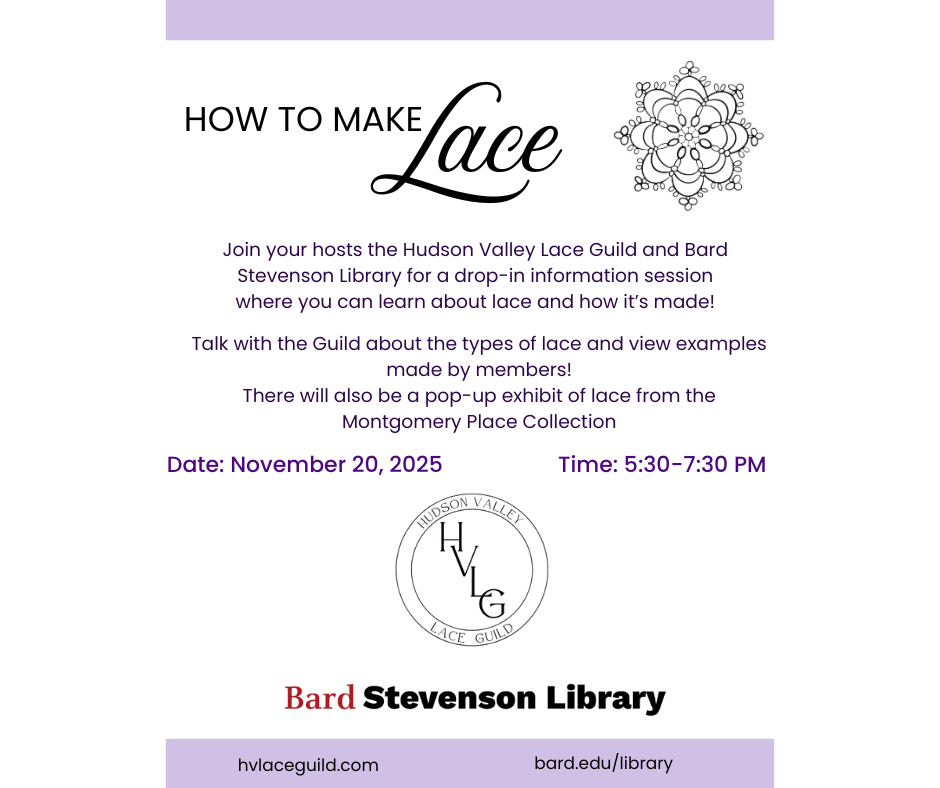 Lace-making flyer containing event details; How To Make Lace&nbsp;