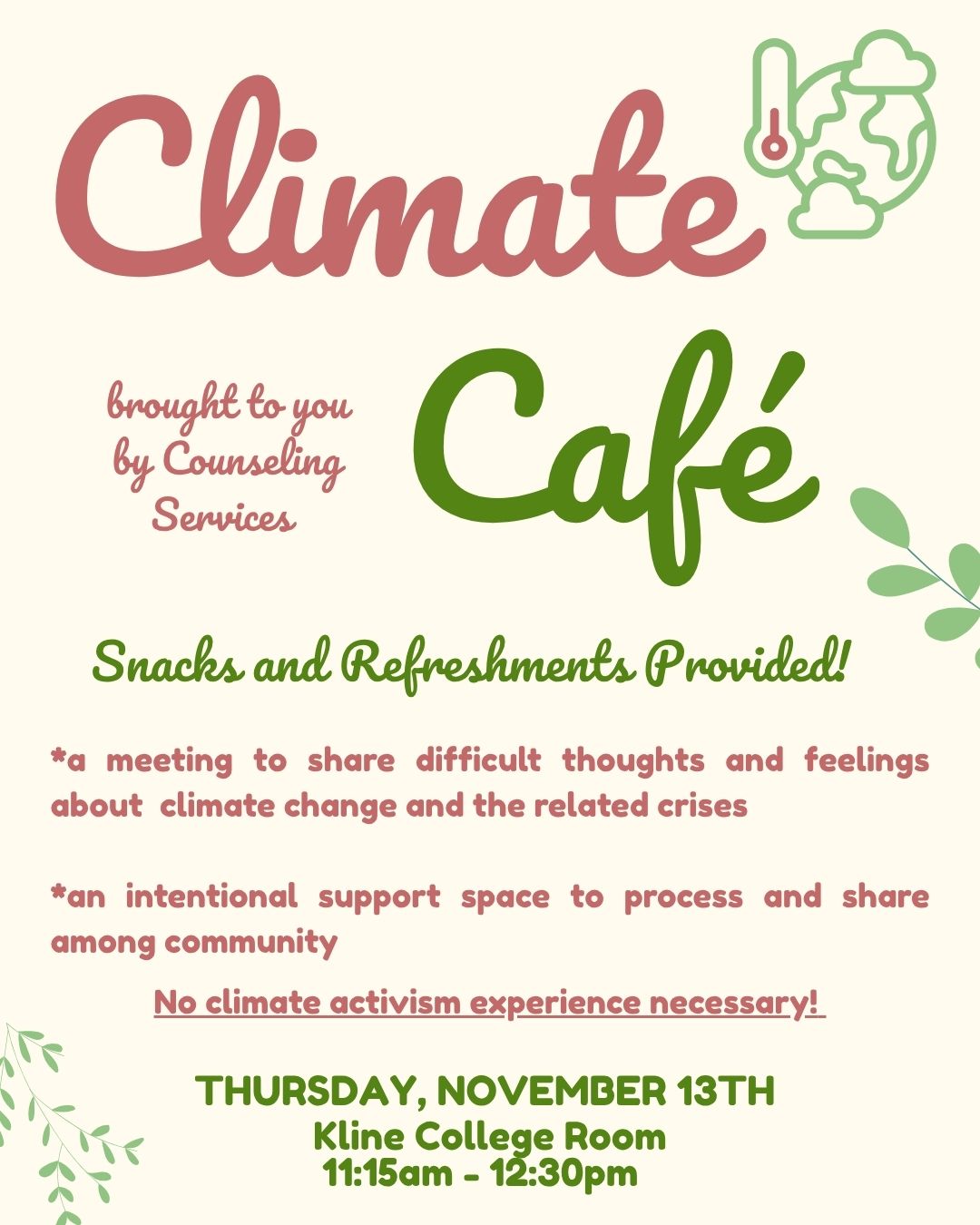 Climate Cafe in Kline.; Climate Caf&eacute; Community Support Group