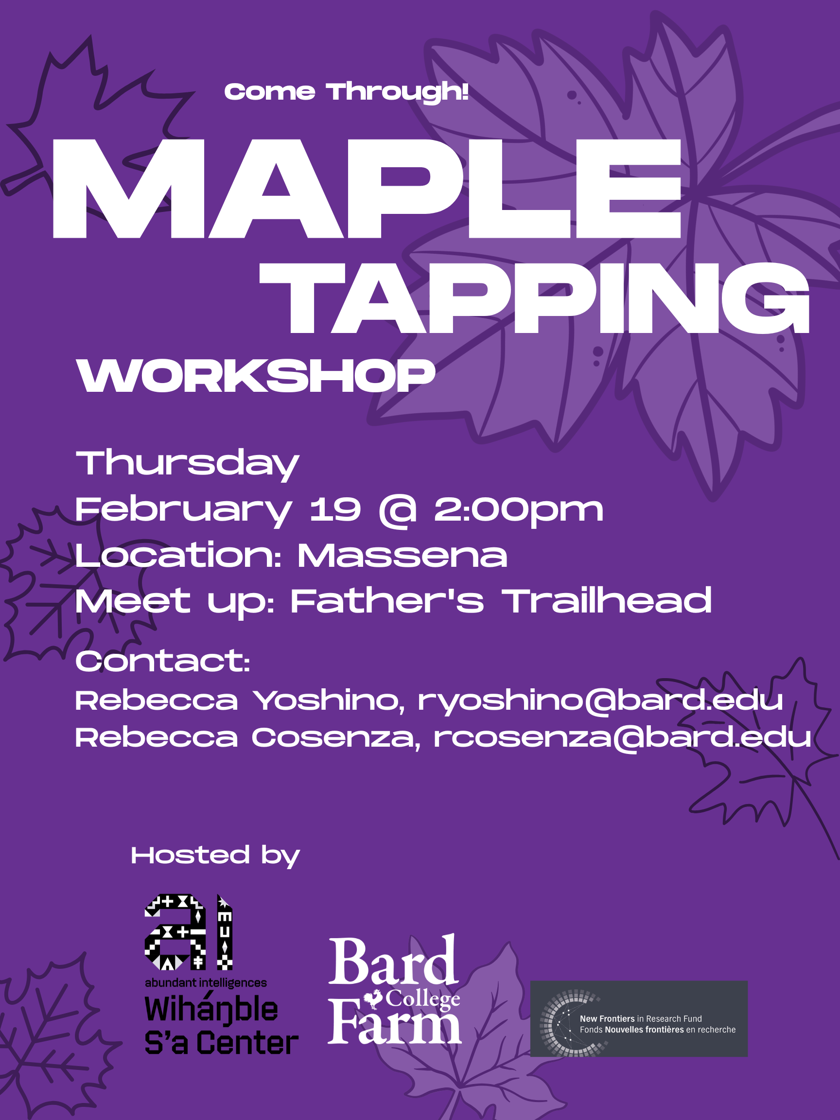 Maple Tapping workshop February 19.; Maple Tapping Workshop