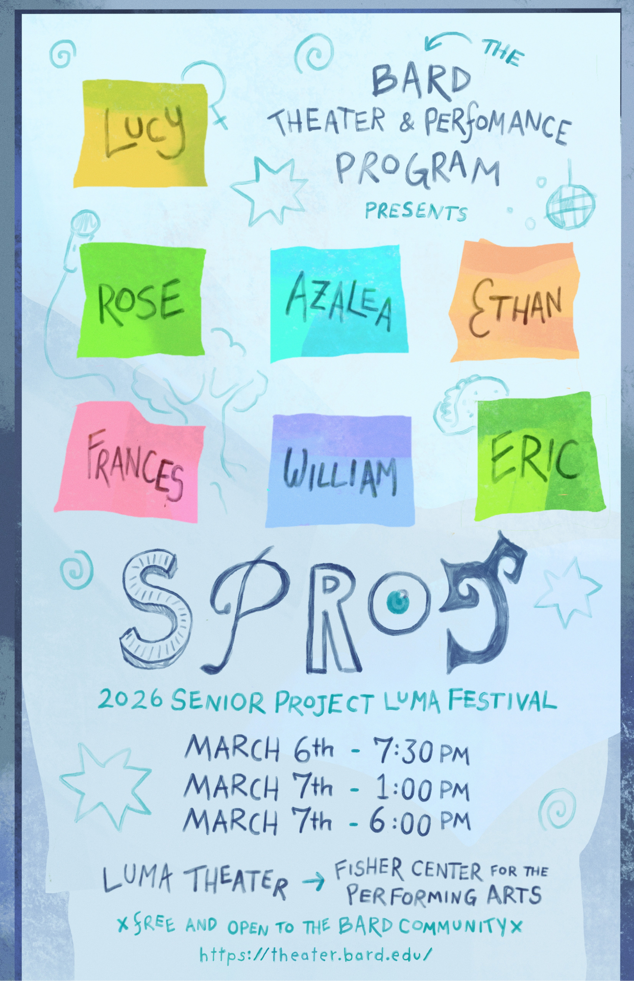SPROJ poster for the LUMA festival.; Visit https://theater.bard.edu