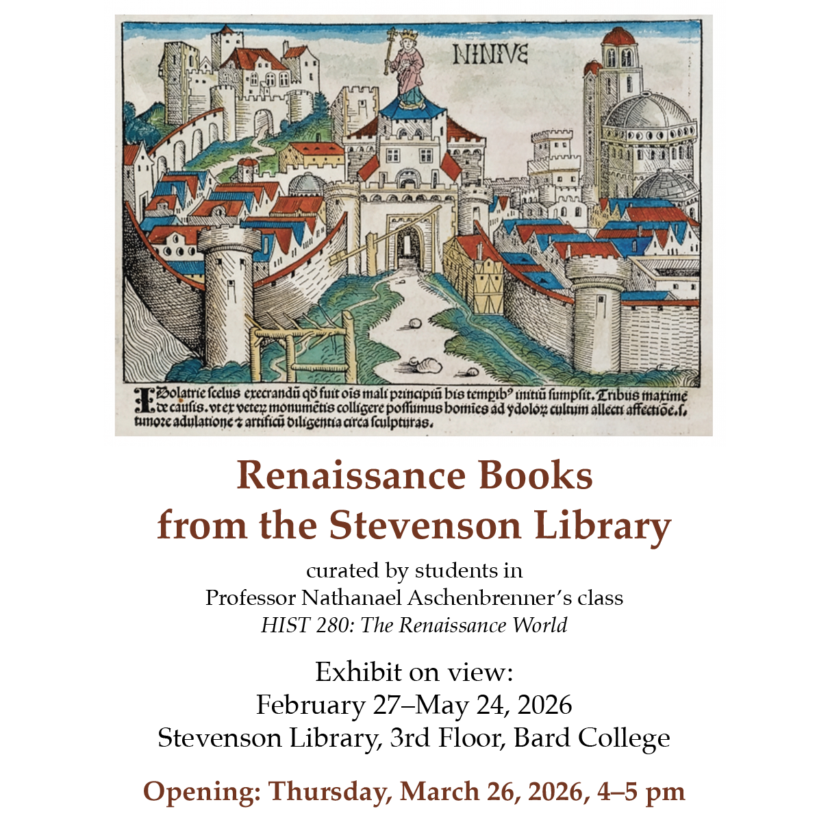 Exhibit poster; Exhibit:&nbsp;Renaissance Books from Stevenson Library
