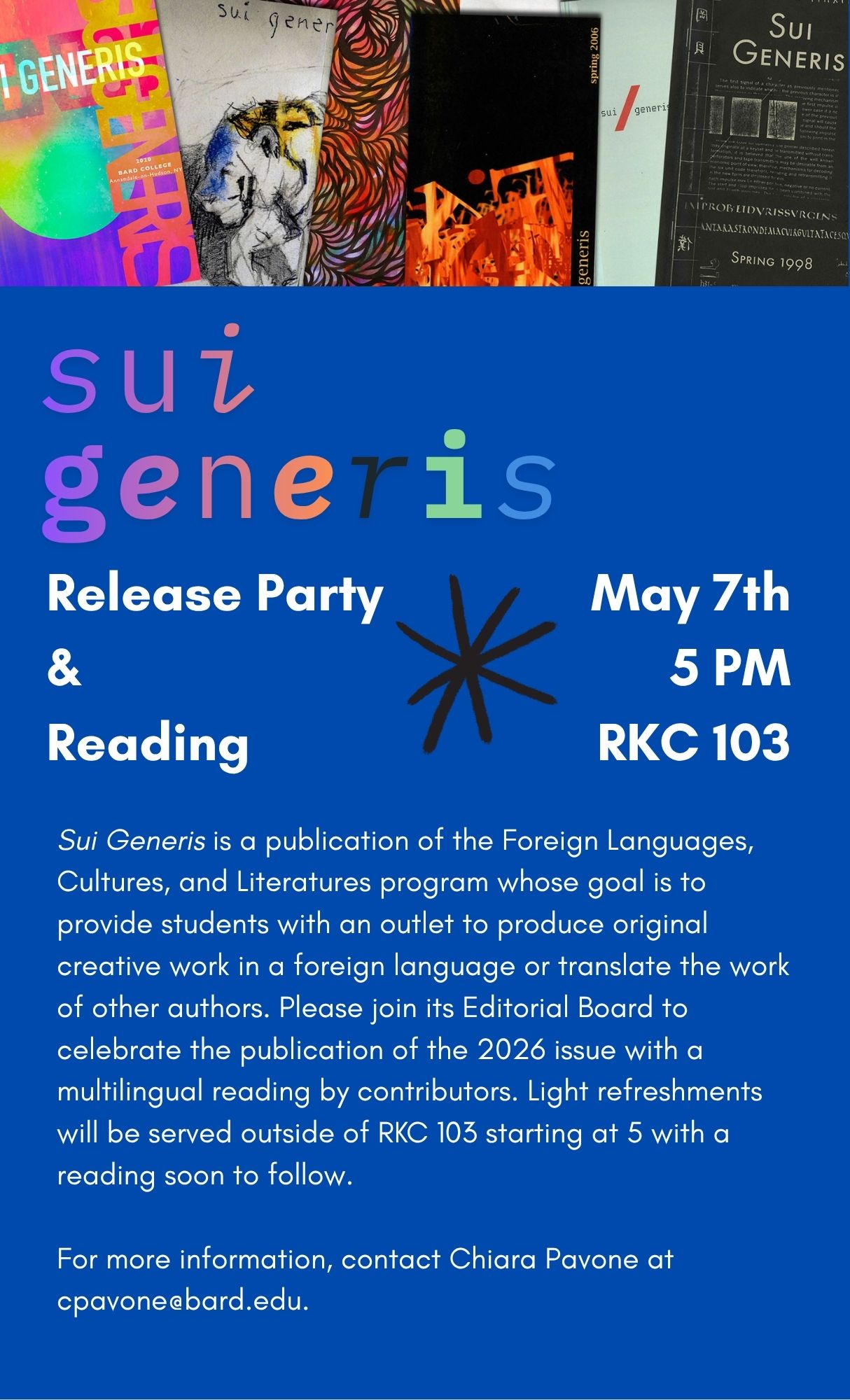 Sui Generis Release Party &amp; Reading