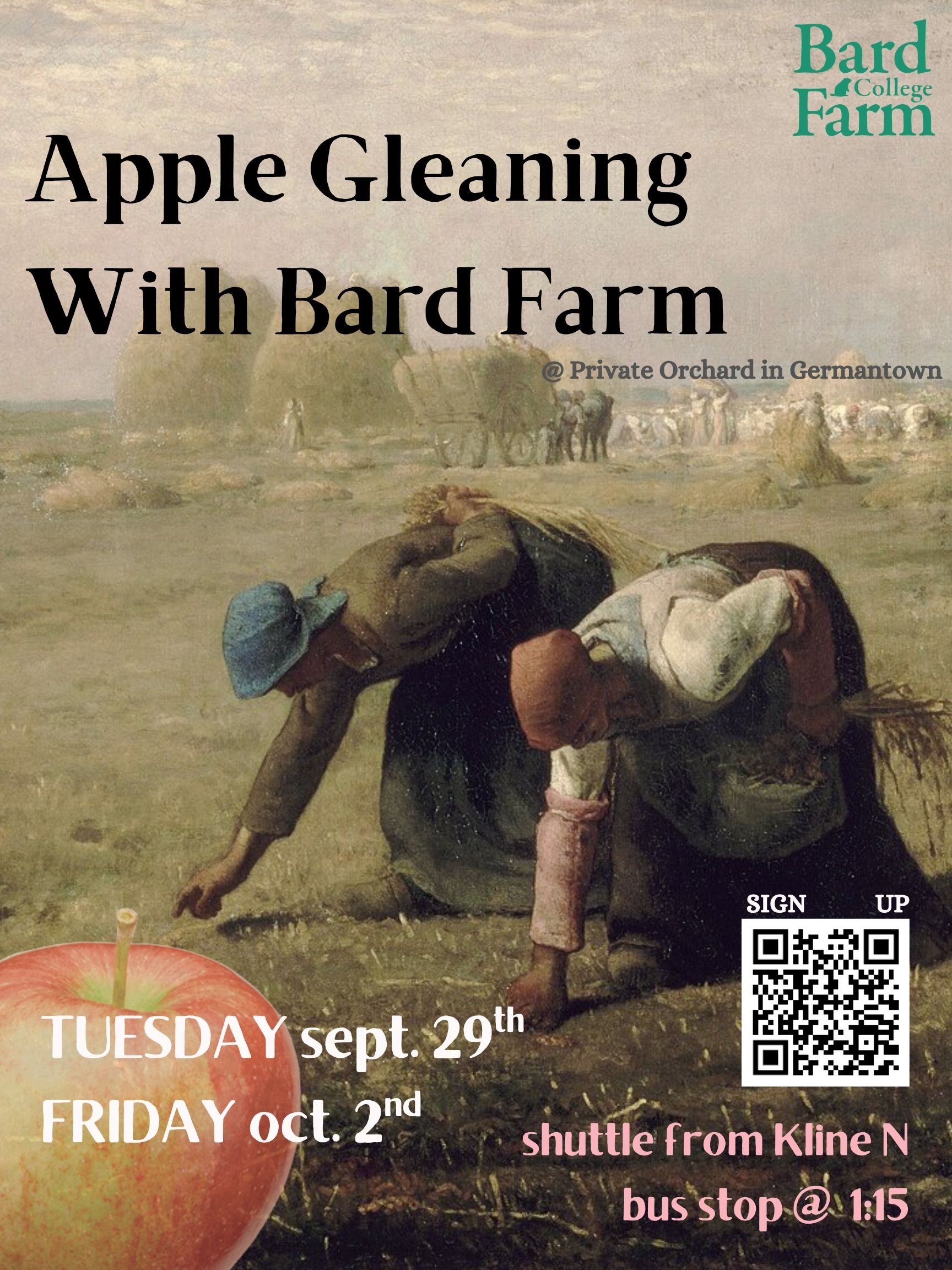 Two people collecting food from the ground; Visit https://docs.google.com/forms/d/e/1FAIpQLSeZjlff3jWpbBj1zt97cVpQSbqaWgr35NIrulCeAOK_GAMueQ/viewform