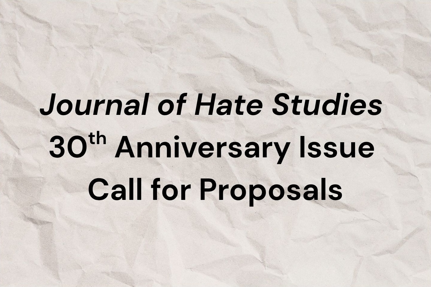 Journal of Hate Studies&nbsp;Invites Article Proposals