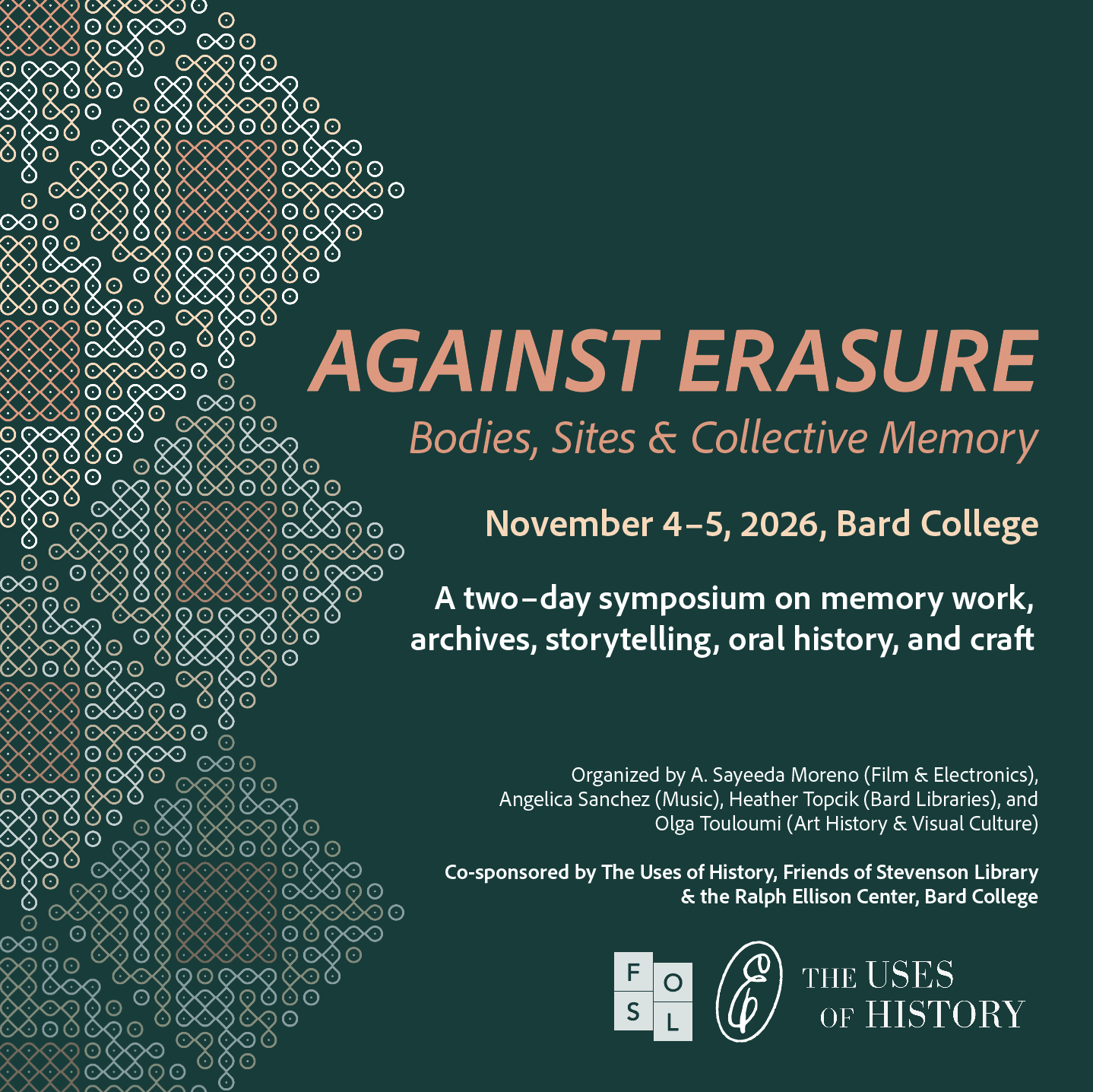 Event poster  ; Against Erasure: Bodies, Sites, and Collective Memory