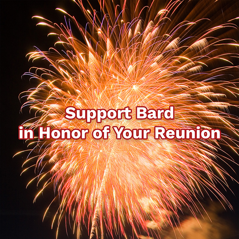 A firework overlaid with the text "Support Bard in Honor of Your Reunion"