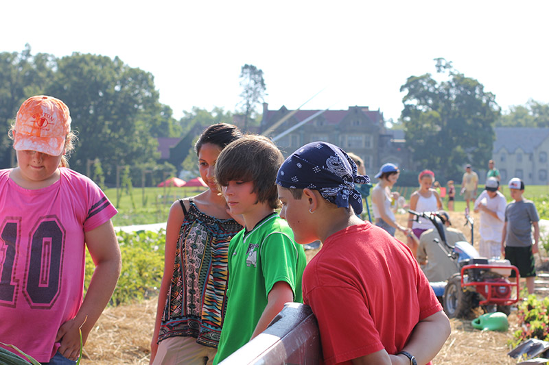 Middle schoolers visit the Bard Farm for Science Day.